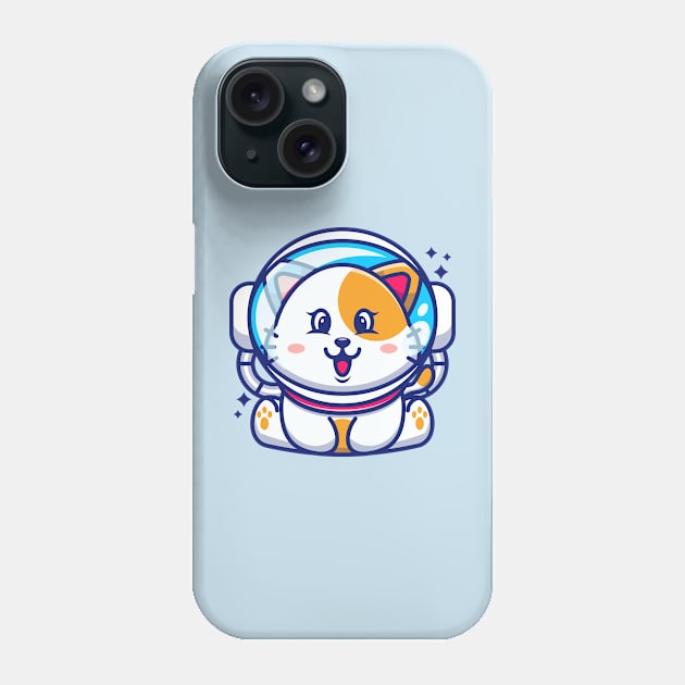 Cute baby cat wearing an astronaut helmet, cartoon character Phone Case by Wawadzgnstuff