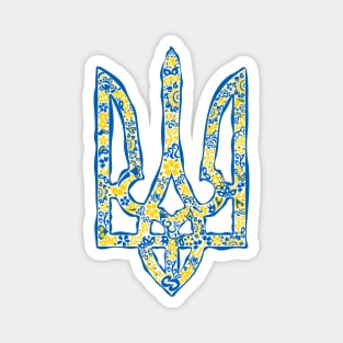 Ukrainian trident in Ukrainian flag colors Magnet