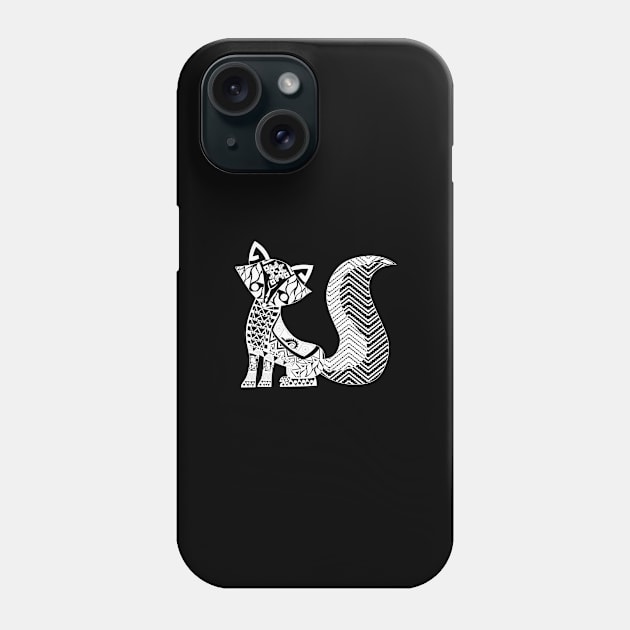 cute fox in animal pattern vector wallpaper in totonac design Phone Case by jorge_lebeau