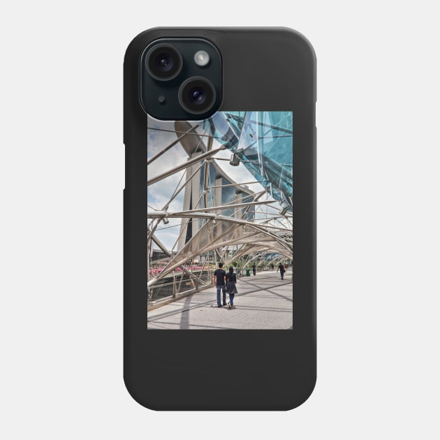 Helix Bridge in front of Marina Bay Sands Phone Case by holgermader