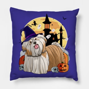 Shih Tzu Halloween Witch Pumpkin Pillow