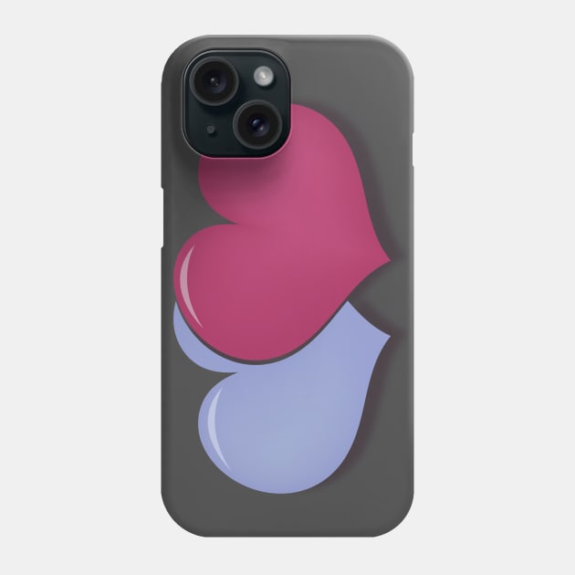 Two hearts, pink and blue Phone Case by Super print