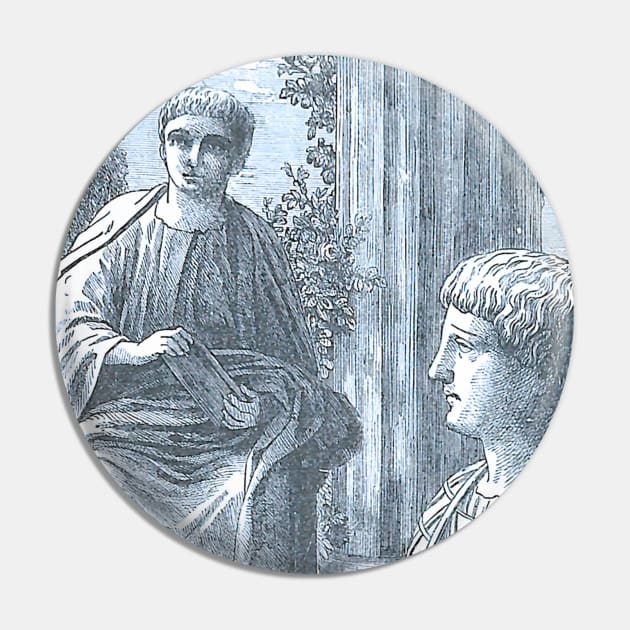 Old Engraving of Roman Poets Virgil and Horace Pin by Star Scrunch