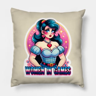 Empowering Women in Games: Vintage Pin-Up Girl Pillow