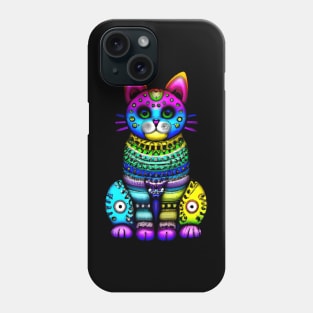 Colorful ethno style cat art Phone Case