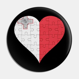 Maltese Jigsaw Puzzle Heart Design - Gift for Maltese With Malta Roots Pin