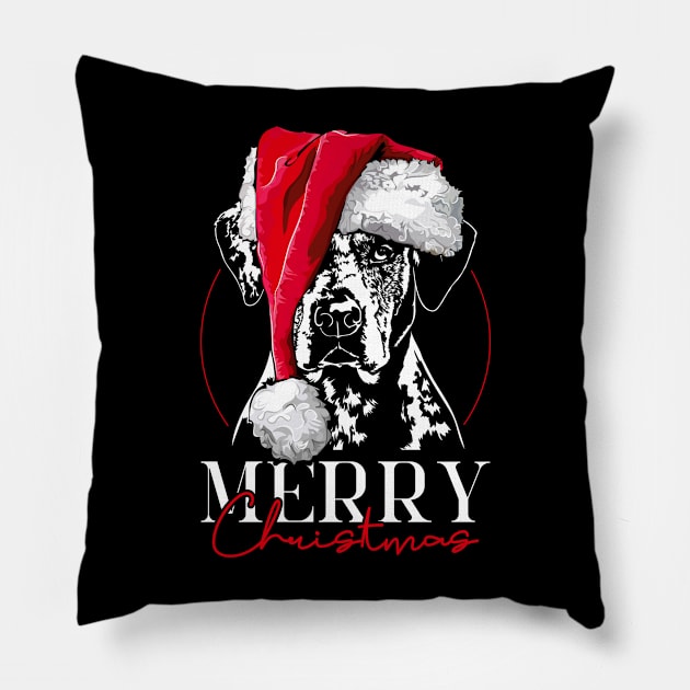 Funny Santa Catahoula Leopard Dog Merry Christmas dog mom Pillow by wilsigns