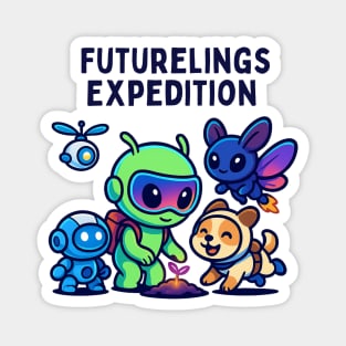 Futurelings Expedition – Cute Alien Team Growing a Sprout | Tomorrow Sprouts Tee Magnet