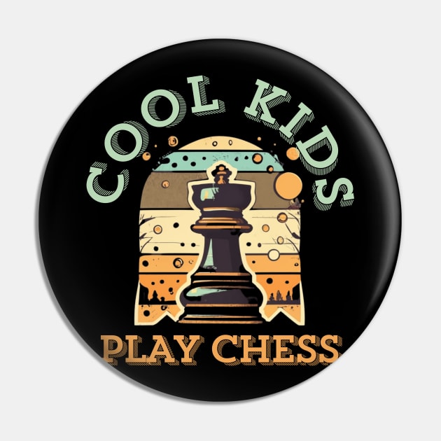 Chess Pieces Vintage checkmate funny Kids Players Pin by click2print