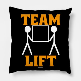 Team Lift Heavy Warning Warehouse Pillow