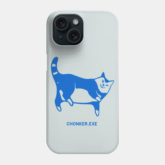 Cat exe has stopped working. Cute chonker laying on the floor in blue ink Phone Case by croquis design