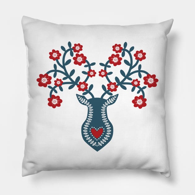 Deer Trophy Boho Floral Antlers Pillow by Blue Planet Boutique