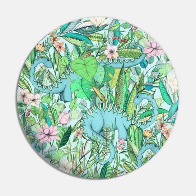 Improbable Botanical with Dinosaurs - soft pastels Pin by micklyn