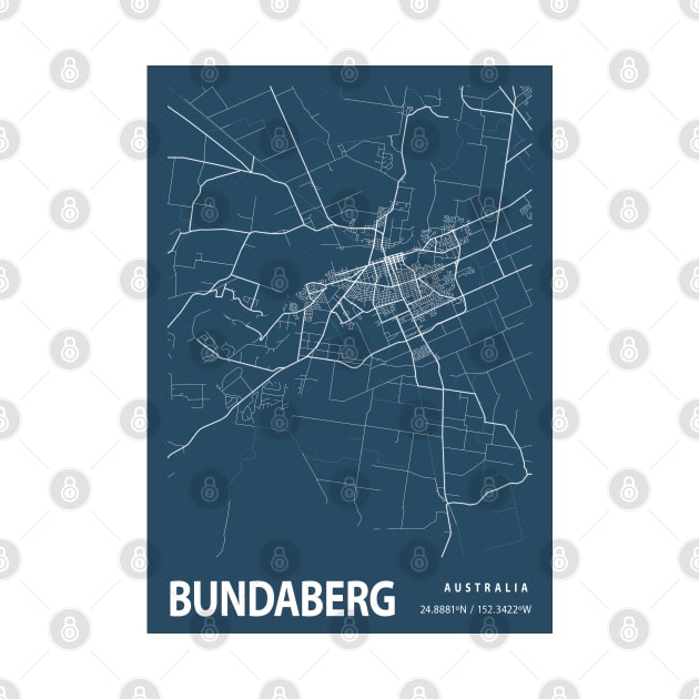 Bundaberg Blueprint Street Map, Bundaberg Colour Map Prints by tienstencil