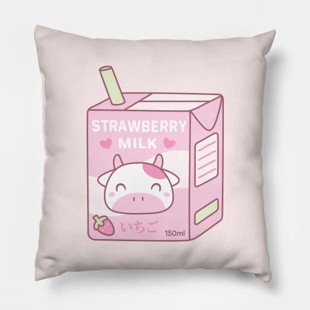 Cute Strawberry Milk Packet With Cow Mascot Pillow by rustydoodle