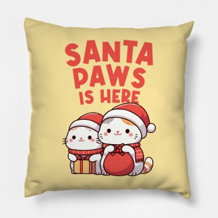 Santa Paws is Here Santa Kitty Pillow