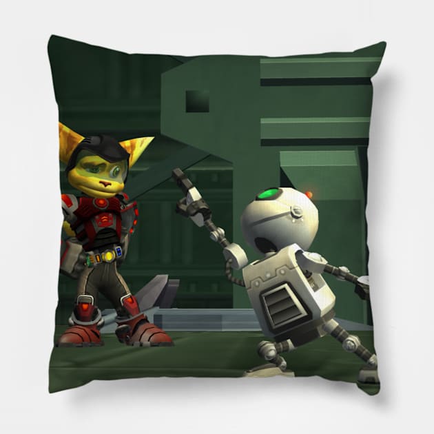 Ratchet and Clank - Wrong Game! Pillow by MegacorpMerch