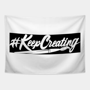 Hashtag Keep Creating with Paint Brush in white Tapestry