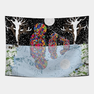 a snowing night in the cold winter Tapestry