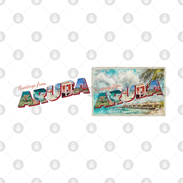 Greetings from Aruba Vintage style retro souvenir by DesignerPropo