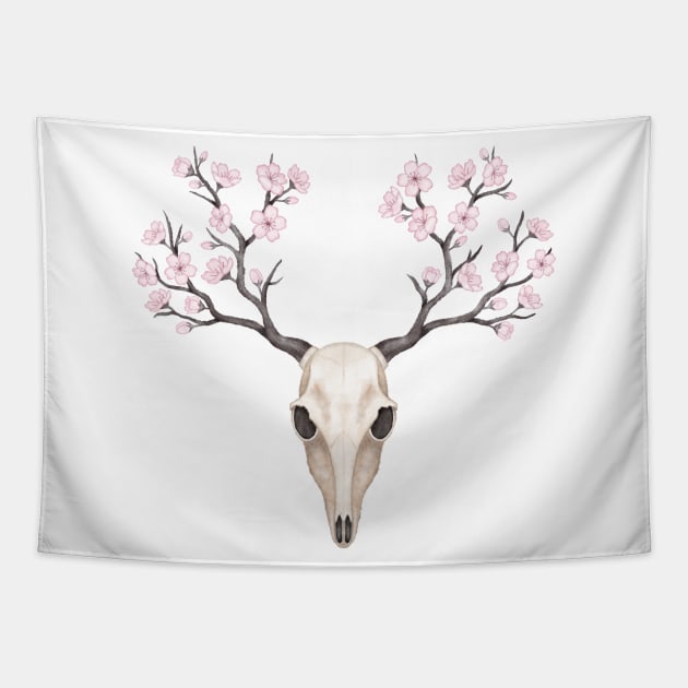 Blooming deer skull Tapestry by Laura_Nagel