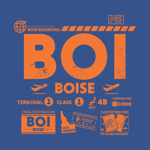 Vintage Boise BOI Airport Code Travel Day Retro Travel Tag Idaho by Now Boarding