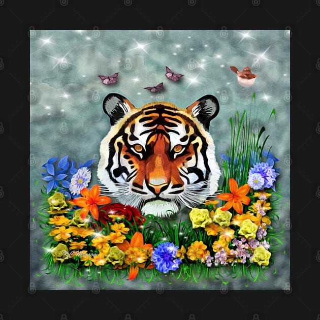 Tiger and Flowers by KC Morcom aka KCM Gems n Bling aka KCM Inspirations