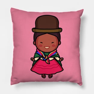 Cute Traditional Bolivian Woman Pillow