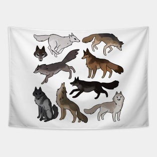 Cute wolves illustration Tapestry