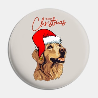 Merry Christmas with Santa Golden Retriever Dog Pin