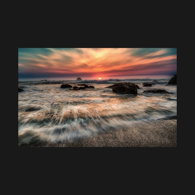 Sunset at a Rocky Beach by JeffreySchwartz