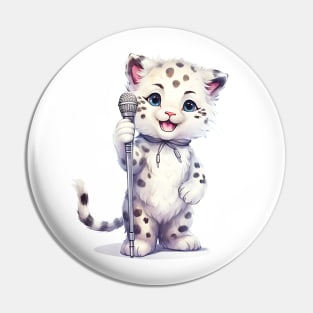 Snow Leopard Singing Pin