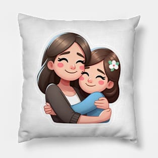 Portrait of a happy woman hugging her mother. Pillow