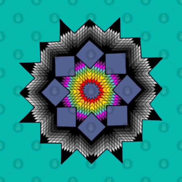 Star Mandala Grey Colorful by AlmostMaybeNever