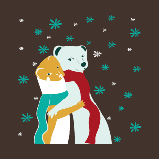 Weasel hugs Christmas in brown T-Shirt