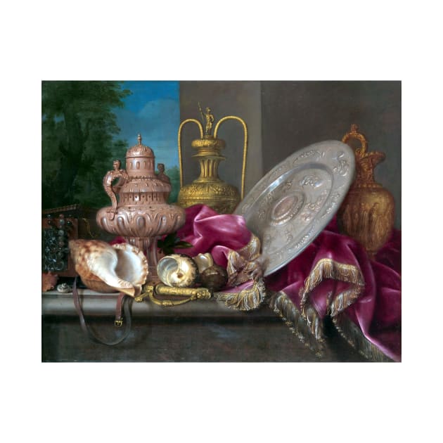 Meiffren Conte Still Life with Silver and Gold Plate, Shells, and a Sword by pdpress