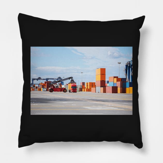 Containers In Import And Export Area At Port Pillow by mooonthemoon