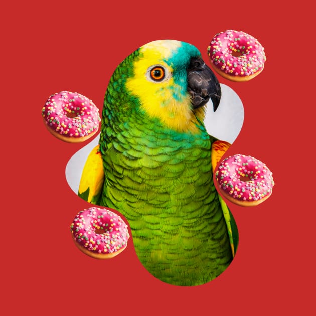 green parrot with pink donuts by Arteria6e9Vena