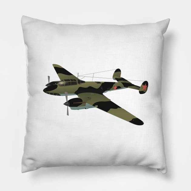 Petlyakov Pe-2 Soviet WW2 Dive Bomber Pillow by NorseTech