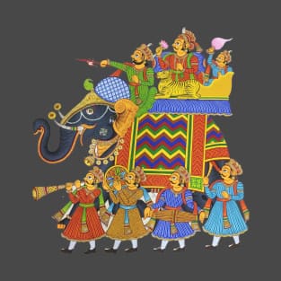 King on Royal elephant, king procession, royal musicians T-Shirt