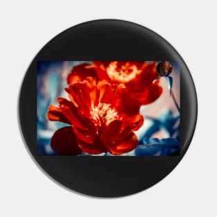 Red Peony Flowers Pin