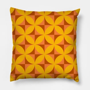 Retro orange yellow geometric pattern Pillow