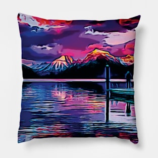 Magical Sky under Mountains ad Lake Pillow