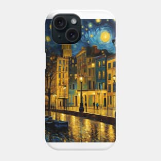 Beautiful city in Vincent van Gogh starry night style Phone Case