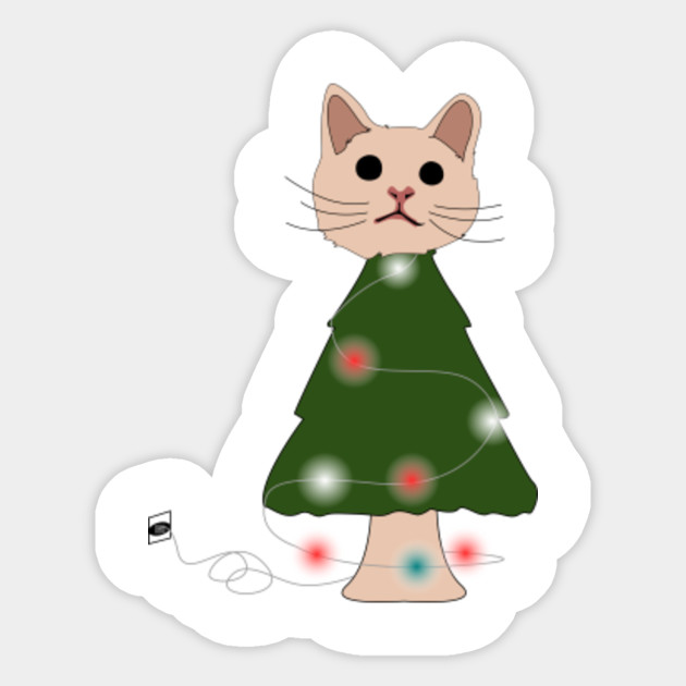 Santa Maine Coon Cat Christmas Tree Light Funny Xmas Cat