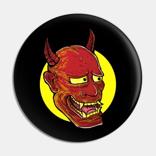 Red and Yellow Hannya Mask Pin