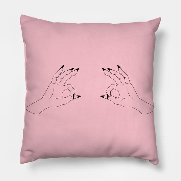 Woman hands with black nails Pillow by wearecrowned