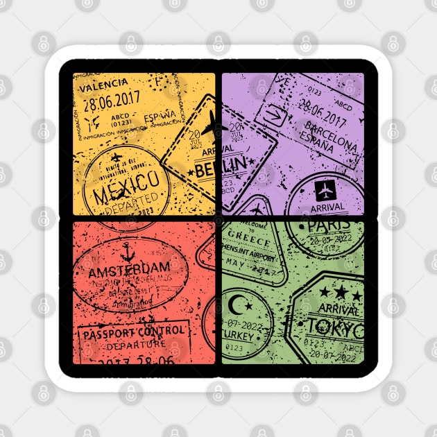 Traveler's Passport Pop Art Design - Retro Travel Art Magnet by TuncGK