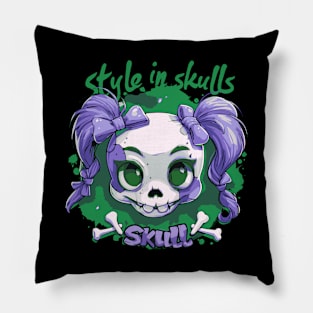 Skull Girl, Skull Fun T-Shirt 04 Pillow