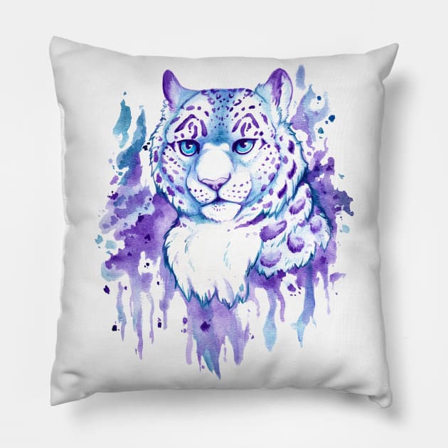 Snow Leopard Drip Pillow by TaksArt